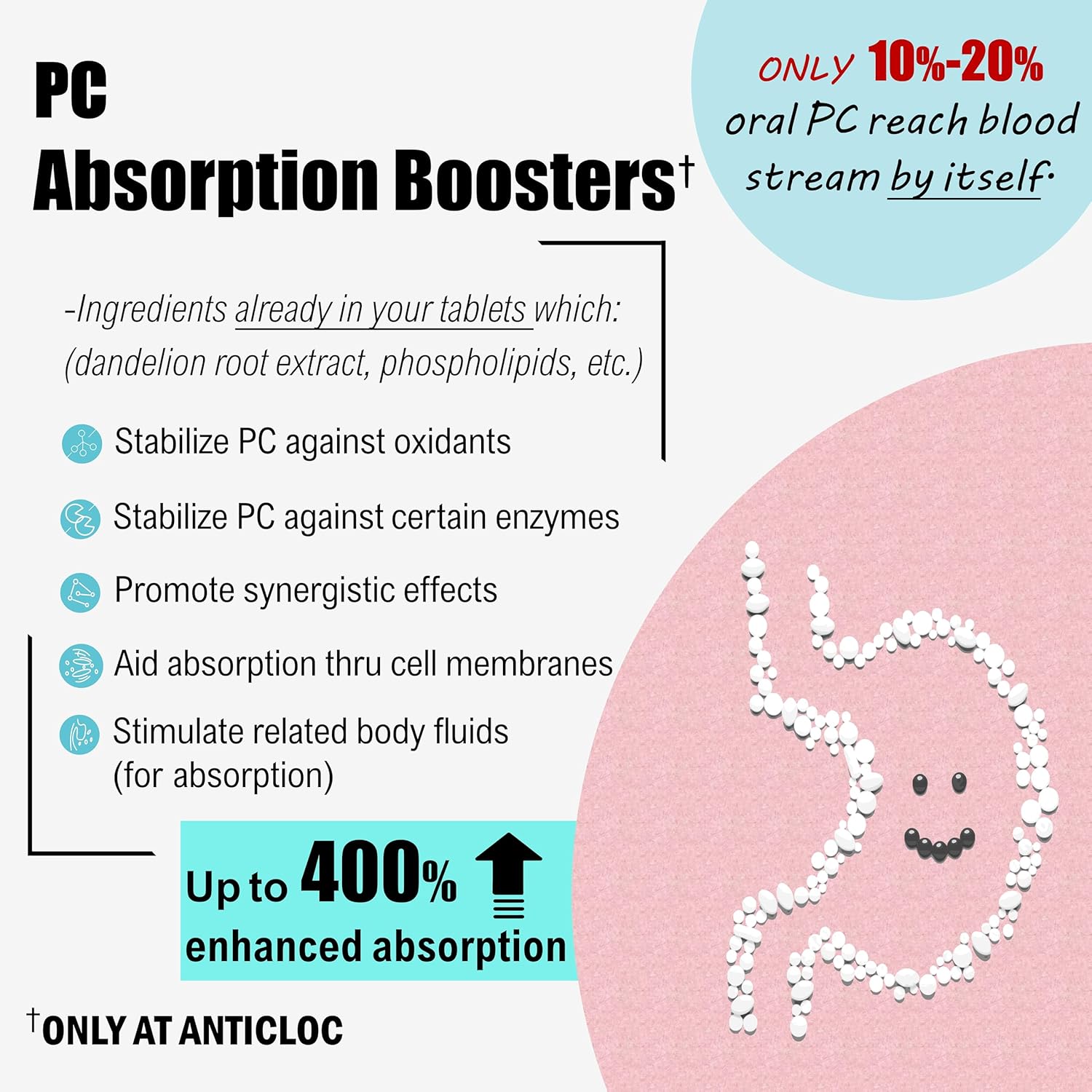 Premium Phosphatidylcholine PC 1000MG Tablets - 90 Day Supply - 5X Ultra Absorption - Max Strength - Boosts Methylation & Epigenome Health - Anti-Aging - Brain & Liver Support