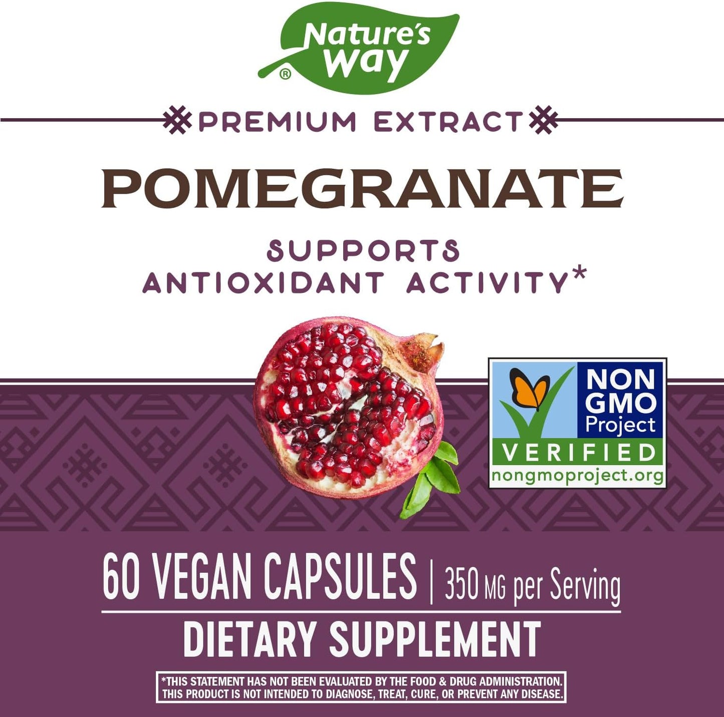 Premium Pomegranate Extract 85% Polyphenols, 350mg per Serving, 60 VCaps by Nature's Way