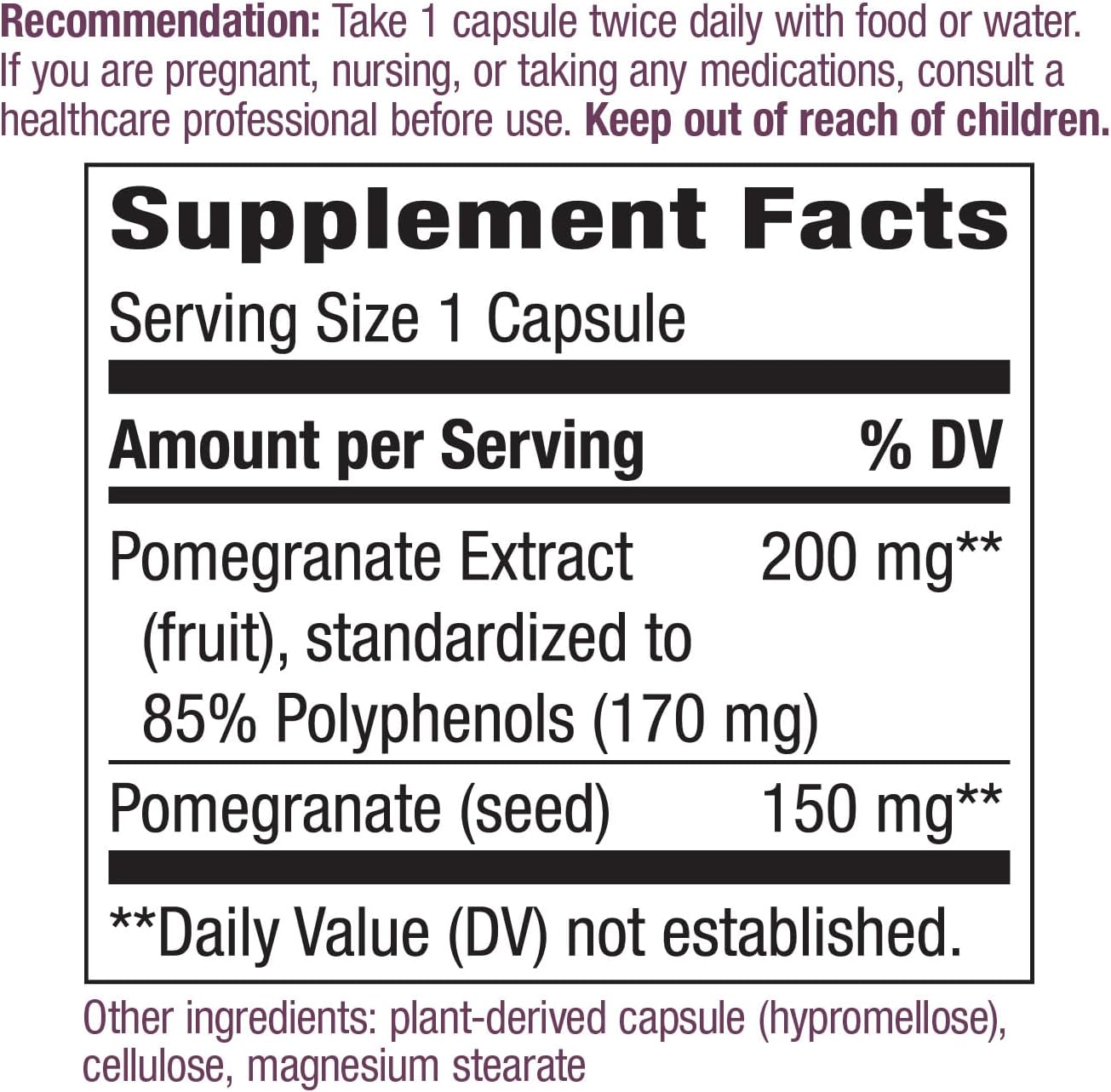 Premium Pomegranate Extract 85% Polyphenols, 350mg per Serving, 60 VCaps by Nature's Way