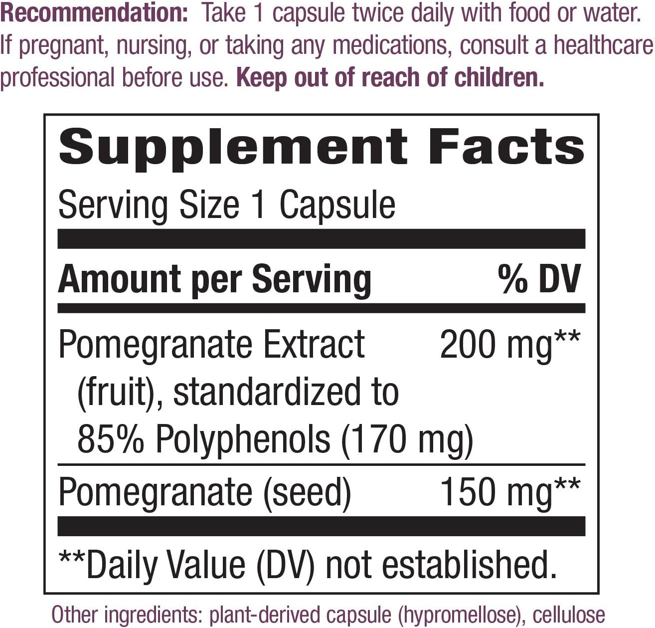 Premium Pomegranate Extract 85% Polyphenols, 350mg per Serving, 60 VCaps by Nature's Way