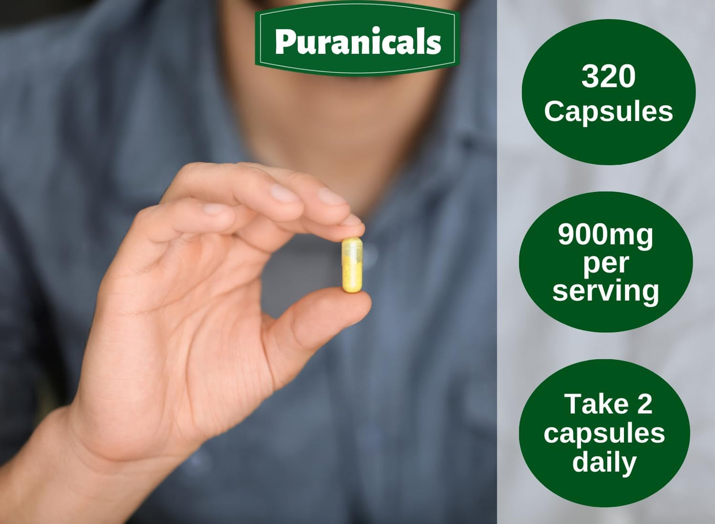 Premium Puranicals Amla Capsules - Boost Immunity, Skin & Hair Health - Herbal Supplement with 900mg Amalaki Powder - 320 Count