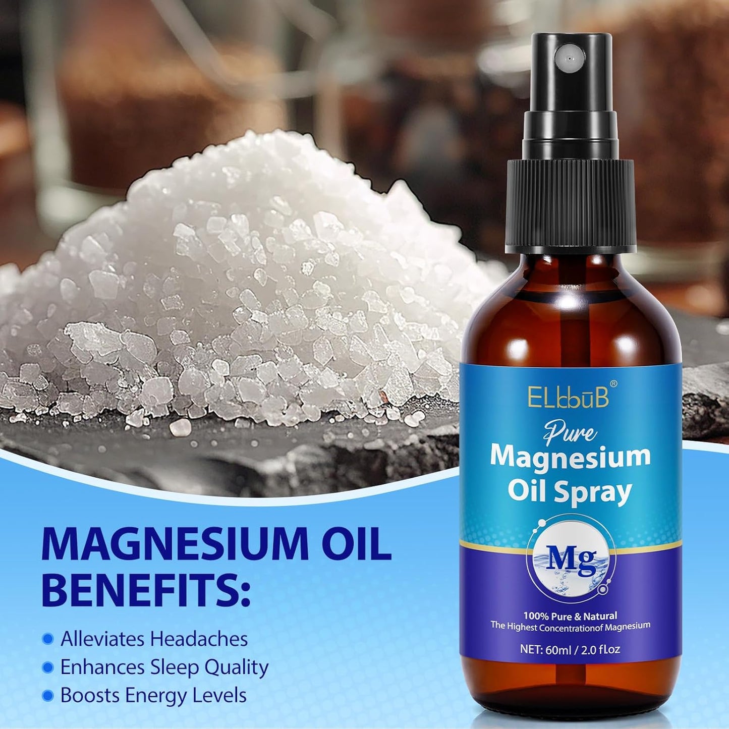 Premium Pure Magnesium Oil Spray - Natural Topical Solution for Relaxation, Absorbs Easily on Feet and Body