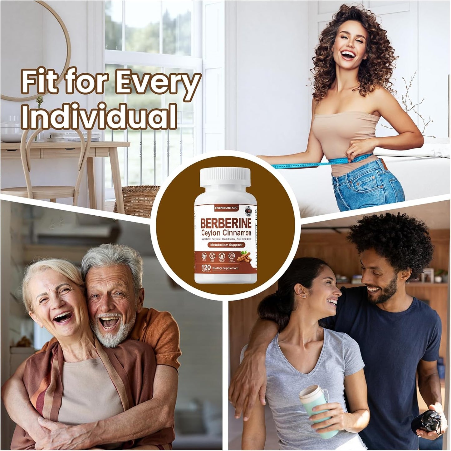 Premium QIN SHAN TANG Berberine with Ceylon Cinnamon Capsules - 120 Count, 1318mg - Vegan & Non-GMO - Immune Support & Natural Supplement Boost