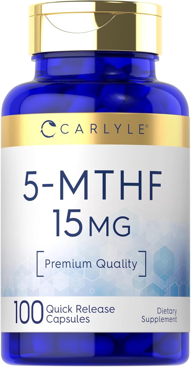 Premium Quality Carlyle 5-MTHF Supplement 15mg | 100 Capsules of L-Methylfolate | Non-GMO & Gluten Free