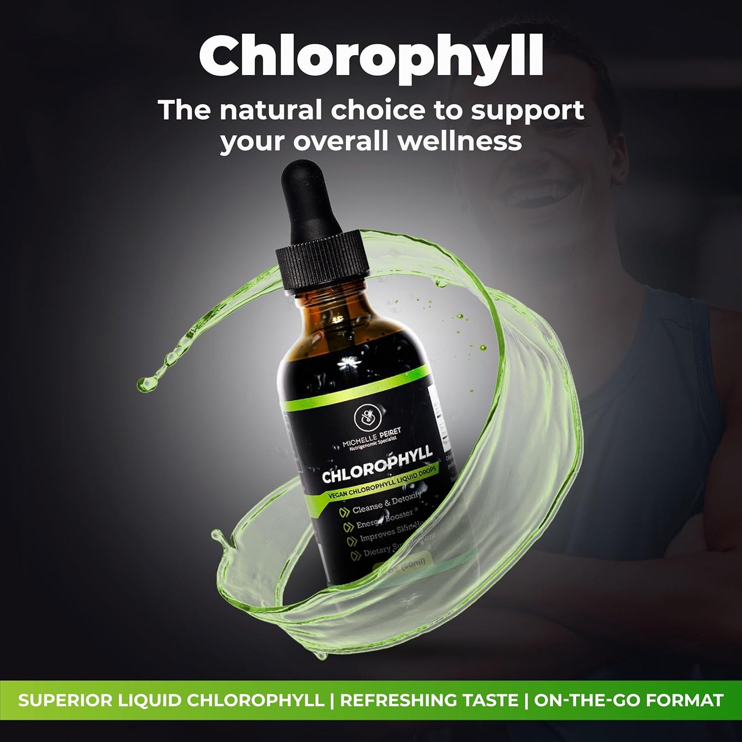 Premium Quality Chlorophyll Liquid Drops by Michelle Peiret - Skin Detox and Energy Support - 2oz/60ml