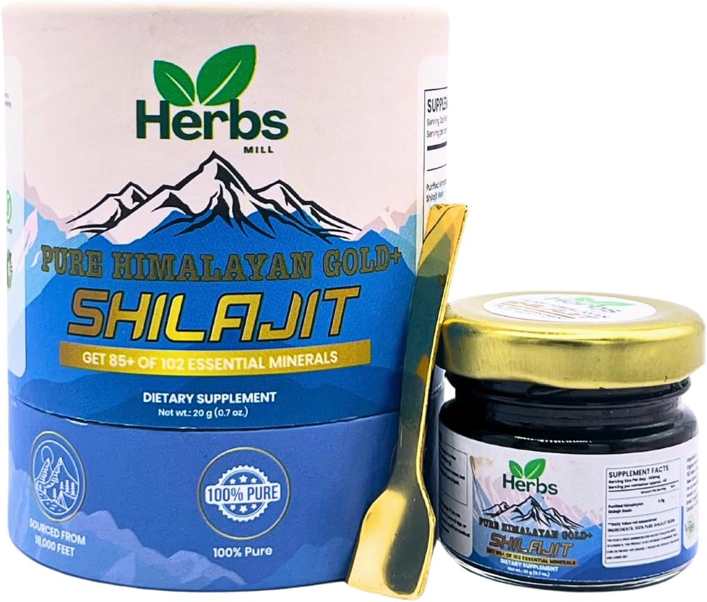 Premium Quality Himalayan Organic Shilajit Resin with 85+ Essential Minerals & High Fulvic Acid Content (20g) for Natural Energy Boost