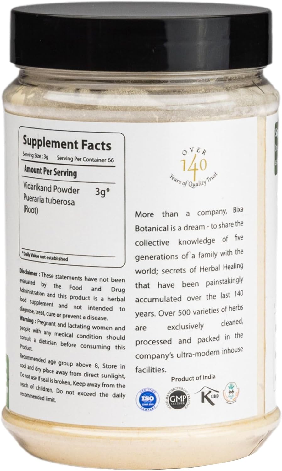 Premium Quality Indian Kudzu Root Powder for Muscle Mass, Strength, & Weight Gain - 7 Oz (200g)