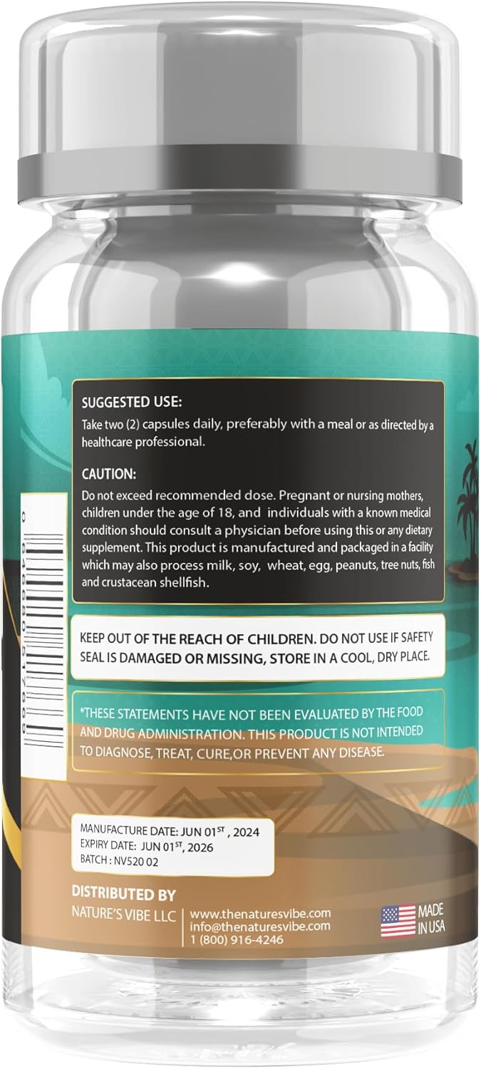 Premium Quality Nature's Vibe Kava Capsules - 800mg, 30% Kavalactones, 60 Vegetarian Capsules