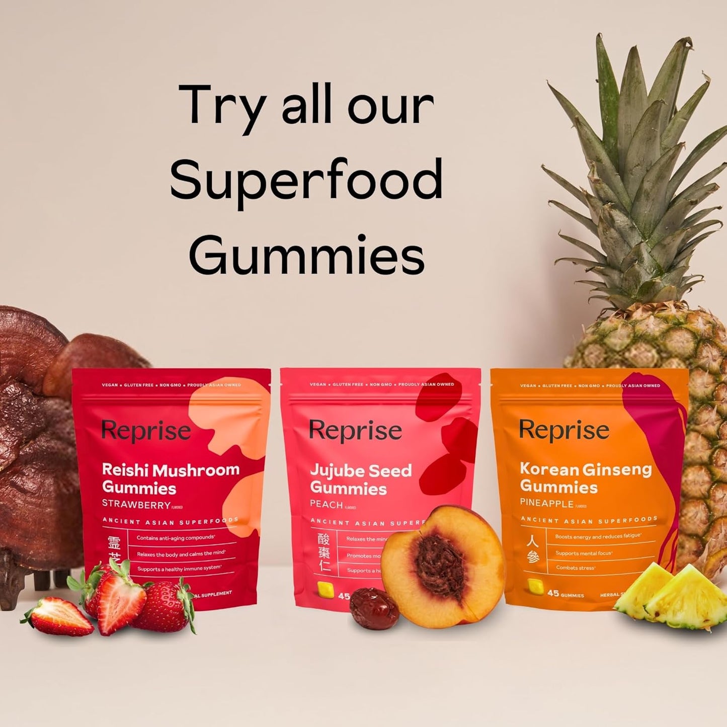 Premium Reprise Goji Berry Superfood Gummies - Full-Potency 240mg Antioxidants, Vegan, 45 Blueberry Gummies