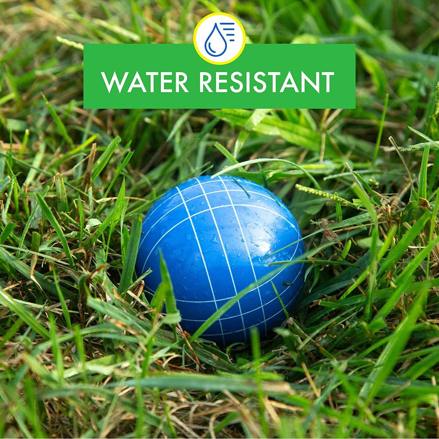 Premium Resin Bocce Ball Set with 8 Multicolor Balls, Pallino, Carry Bag & Rope by Barcaloo