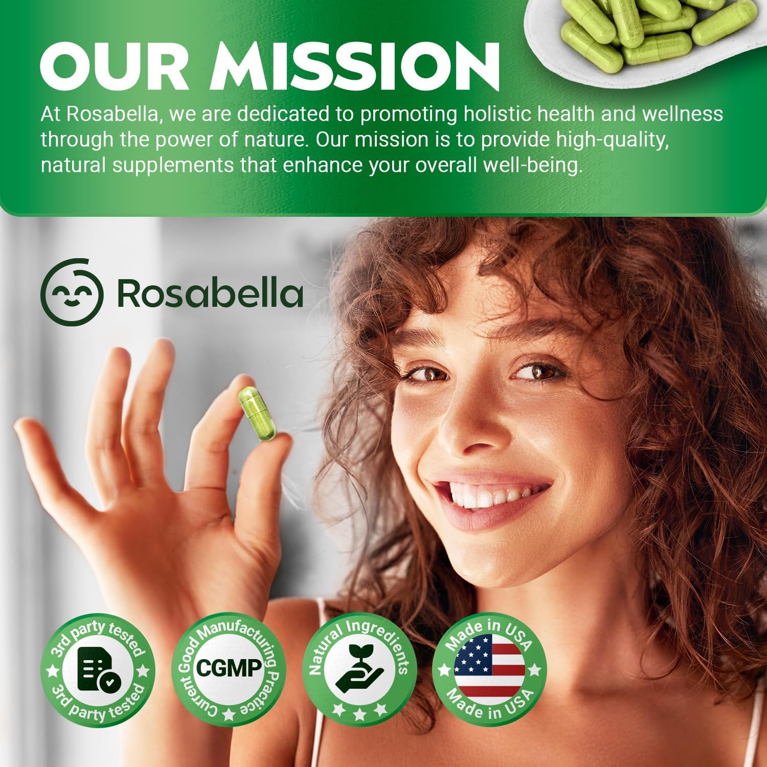 Premium Rosabella Moringa Powder Capsules for Energy, Skin & Gut Health - Natural Antioxidant Superfood with Essential Nutrients