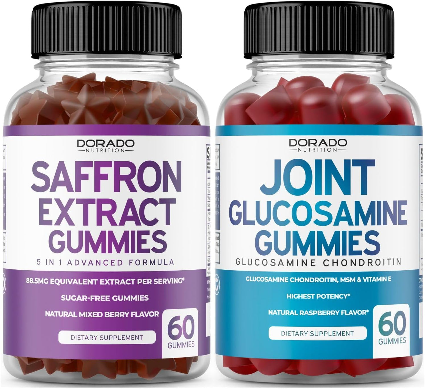 Premium Saffron & Glucosamine Chondroitin Gummies - Sugar Free Joint Supplement (60 Count)