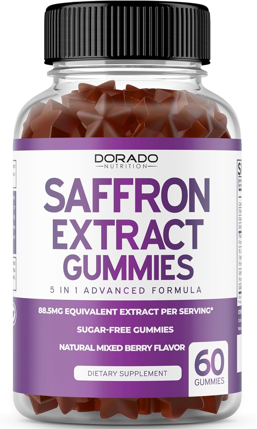 Premium Saffron & Glucosamine Chondroitin Gummies - Sugar Free Joint Supplement (60 Count)