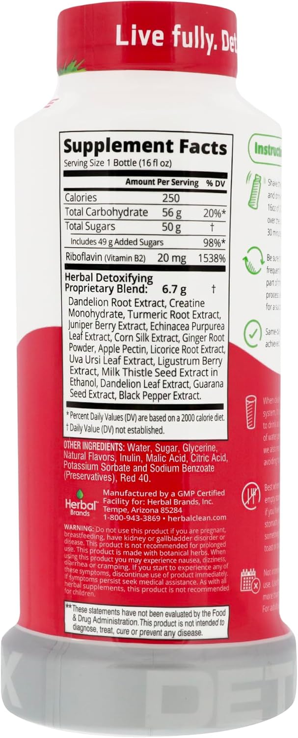 Premium Same-Day Herbal Clean QCarbo16 Detox Drink - Tropical Flavor, 16 Fl Oz