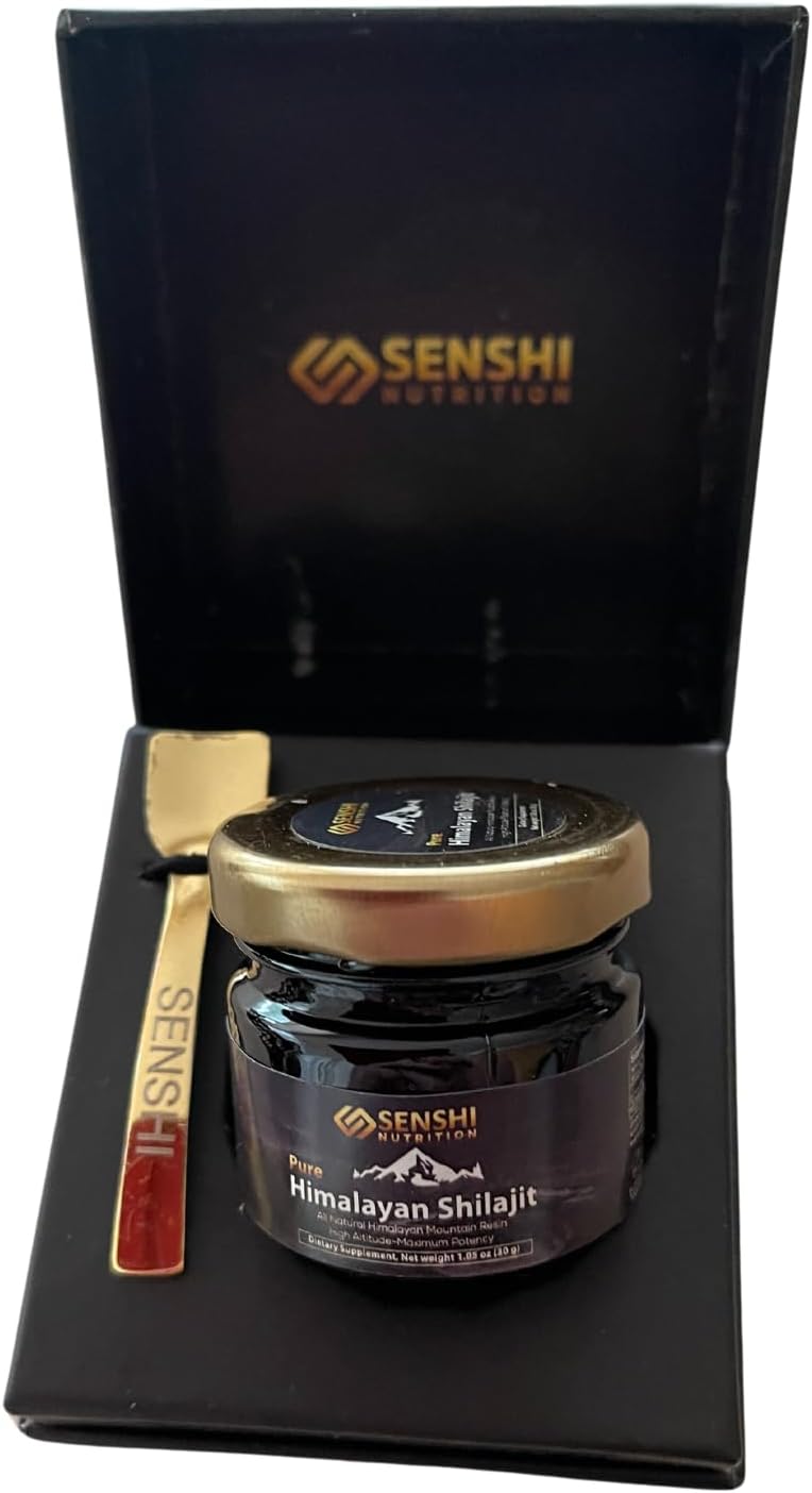 Premium Senshi Nutrition Shilajit Resin - High Altitude Himalayan Mountain Extract with Fulvic Acid & Trace Minerals - 1 oz / 30 g - Free Spoon