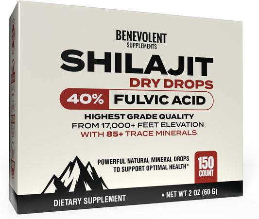 Premium Shilajit Dry Drops - 150 Count, 250mg Each - Maximum Potency for Men - Energy, Metabolism & Immune Health - Non-GMO USA Made