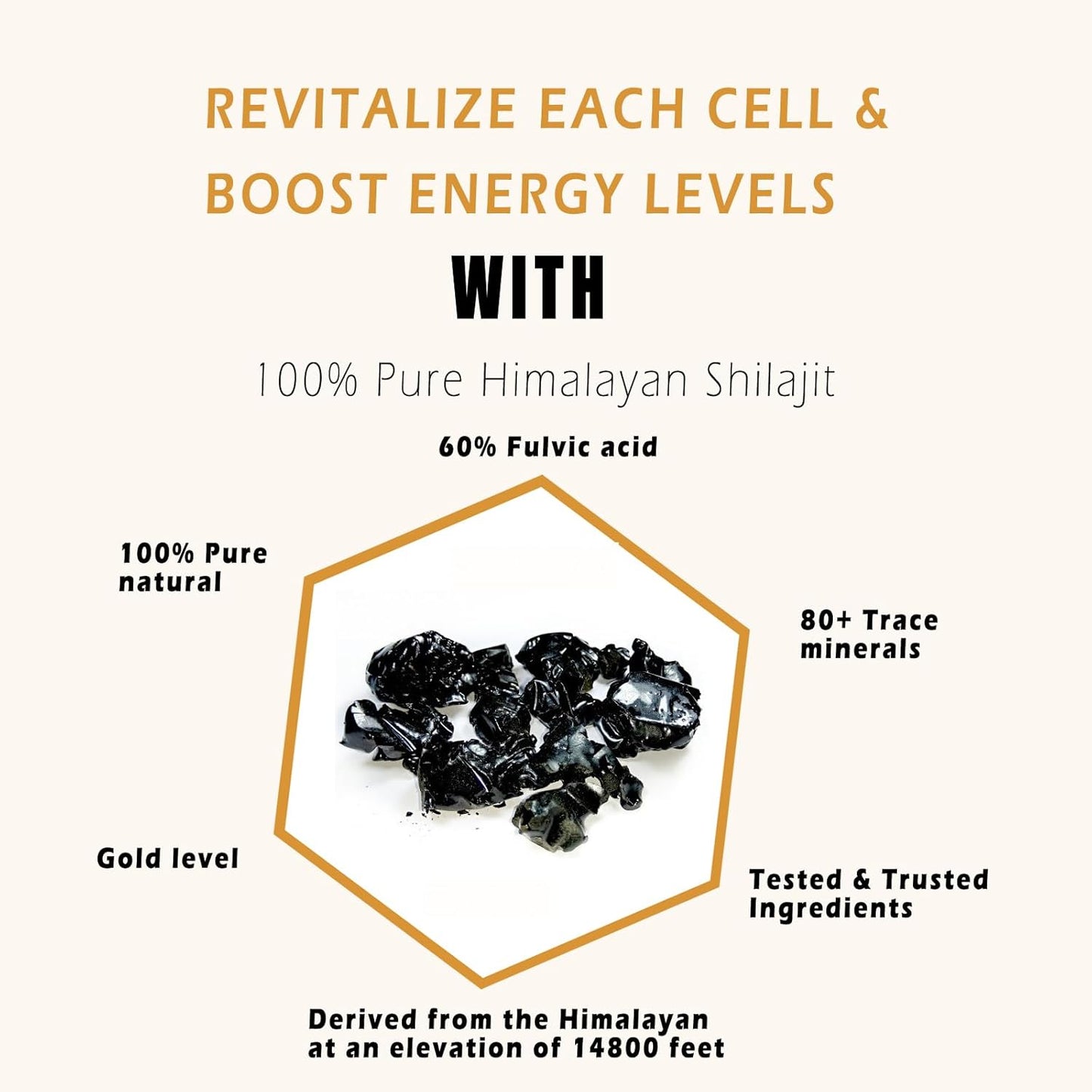 Premium Shilajit Himalayan Supplement Capsules with Fulvic Acid, Ashwagandha, Ginseng Extract - 120 Vegan Capsules for Men's Energy Support with High Trace Minerals