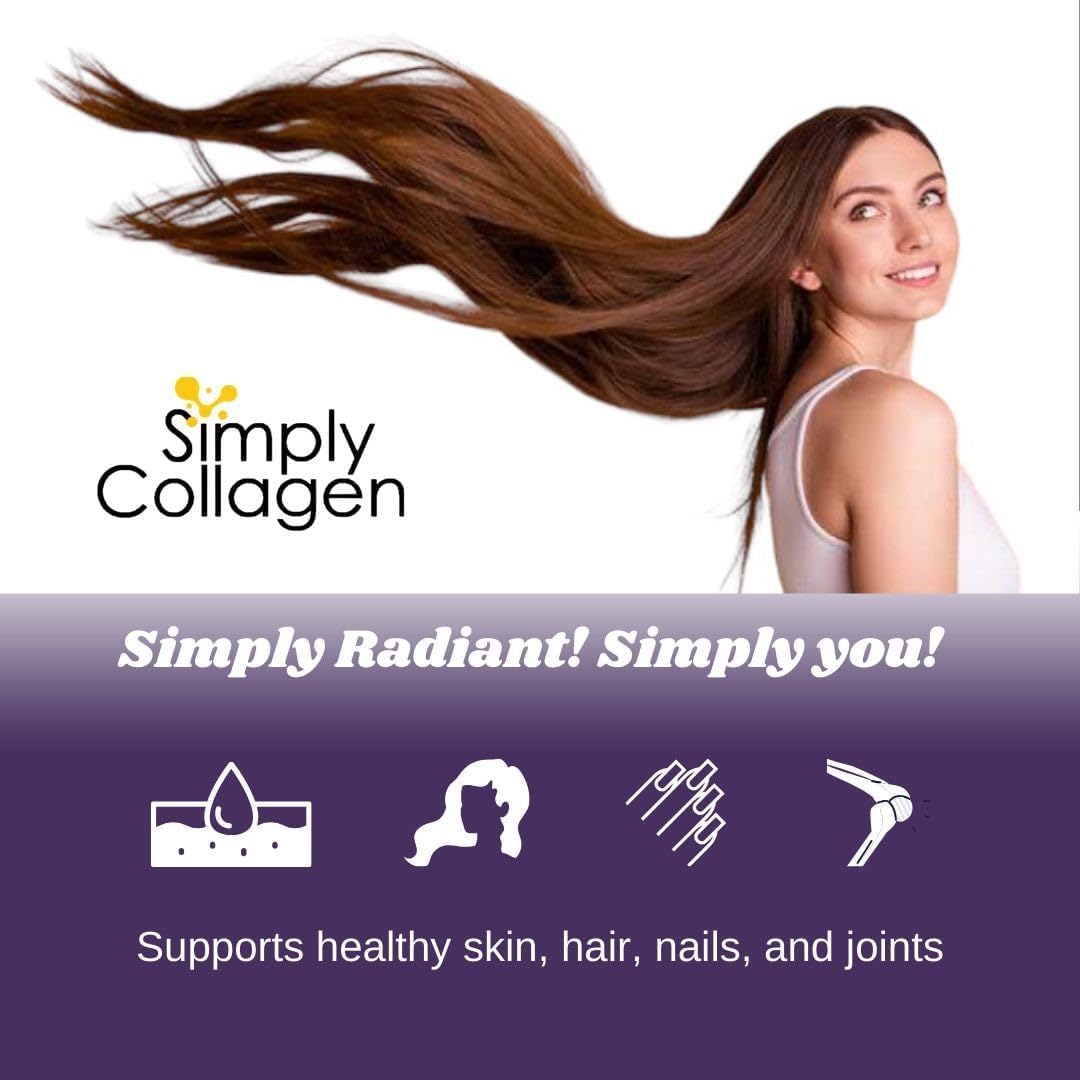 Premium Simply Collagen® Hydrolyzed Peptides - Boosts Hair, Skin, Nails, Bones & Joints - Grass Fed Type I & III - 41 Servings