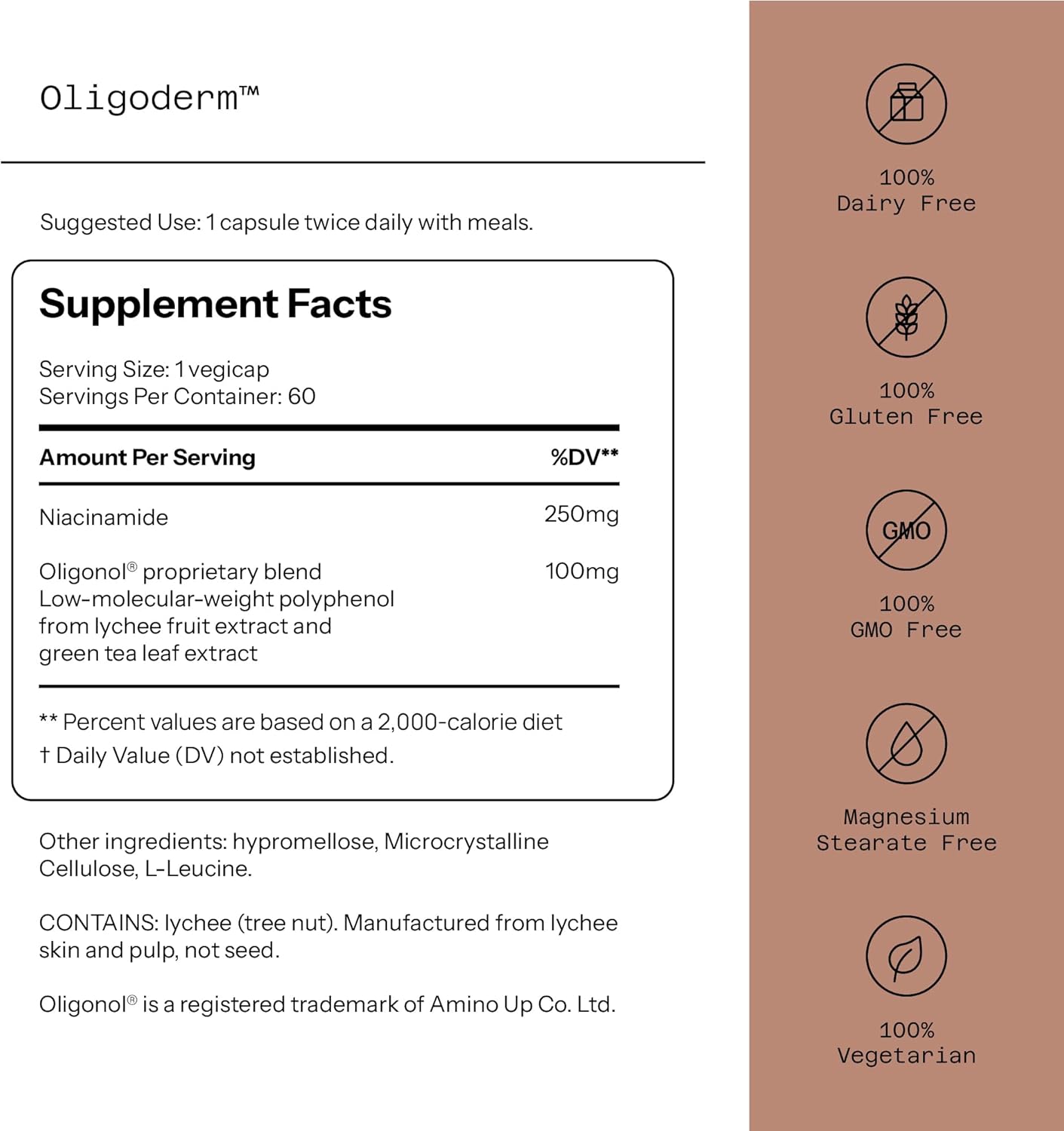 Premium Skin Support Supplement with Oligonol and Niacinamide for Improved Quality of Life - 60 Capsules