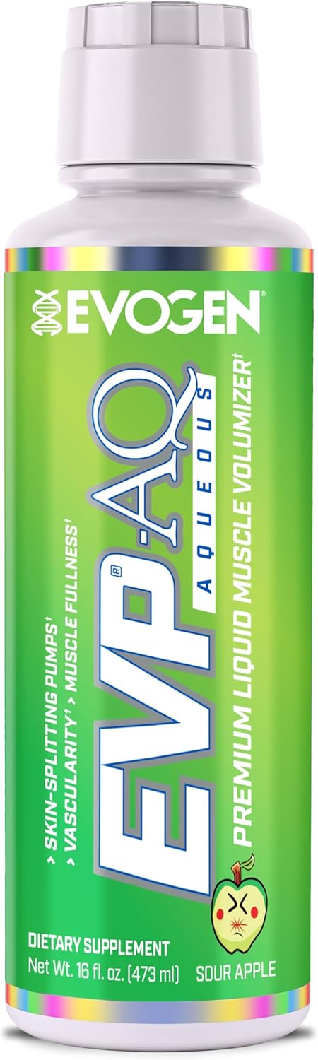 Premium Sour Apple Pre Workout Liquid Glycerol Muscle Volumizer for Men & Women - Evogen EVP AQ - 16 fl oz - Enhances Pumps, Vascularity, & Hydration
