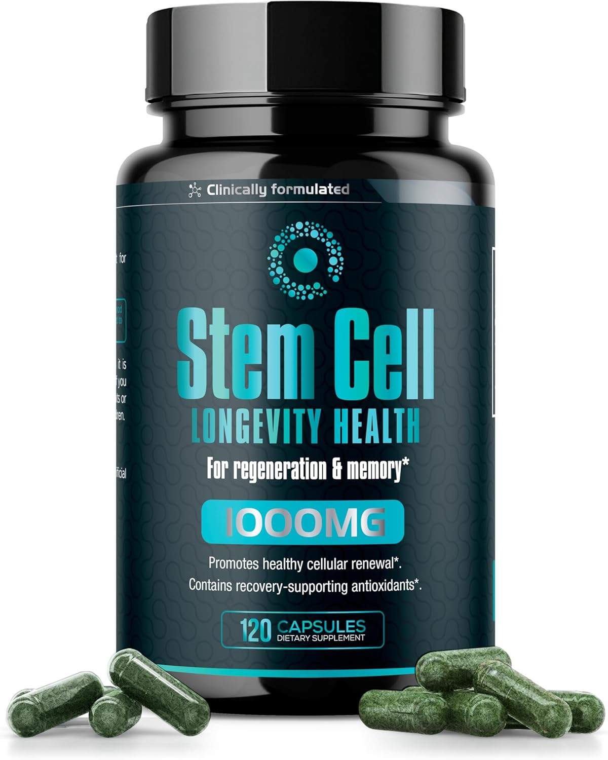 Premium Stem Cell Supplements 1,000mg (120 Caps) for Immunity Boost & Joint Support with Spirulina & Chlorella - Celulas Madre Health Formula