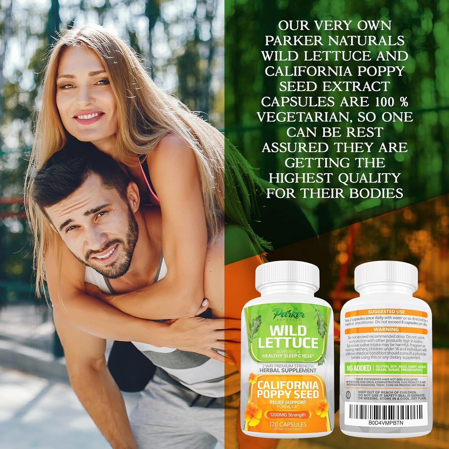 Premium Strength Parker Naturals Wild Lettuce Extract & California Poppy Seed Supplement - Herbal Sleep & Relief Support - 120 Capsules