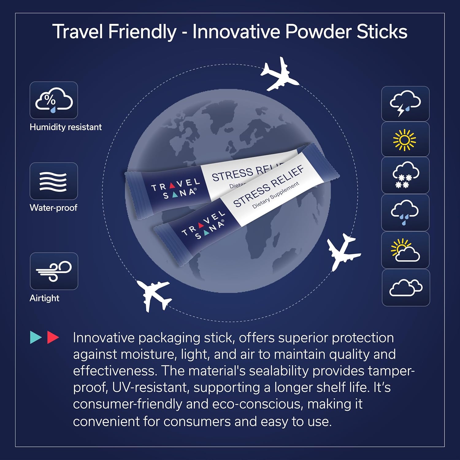 Premium Stress Relief Supplement with Passionflower, Vitamin B6 & B12 - Fast-Acting Natural Formula for Travelers - 10 Sticks/pack x 3