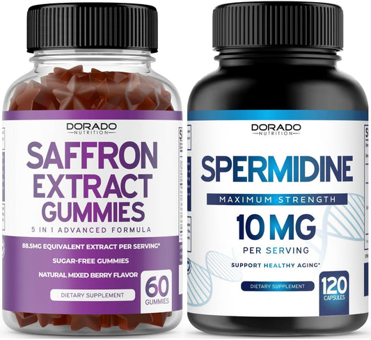 Premium Sugar-Free Saffron Gummies with 10mg Spermidine 3HCL - Dorado Nutrition Supplement