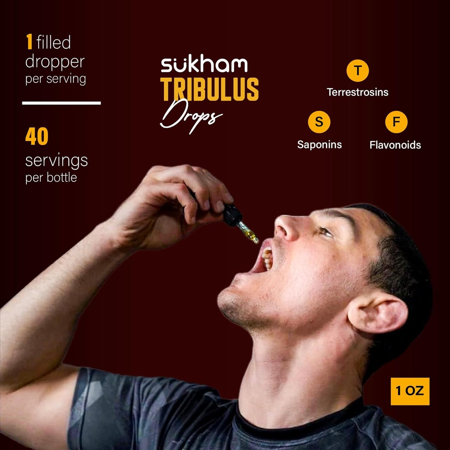 Premium Sukham Tribulus Terrestris Liquid Extract - 3rd Party Tested - Boost Recovery & Performance - Alcohol-Free - 1 FL.OZ