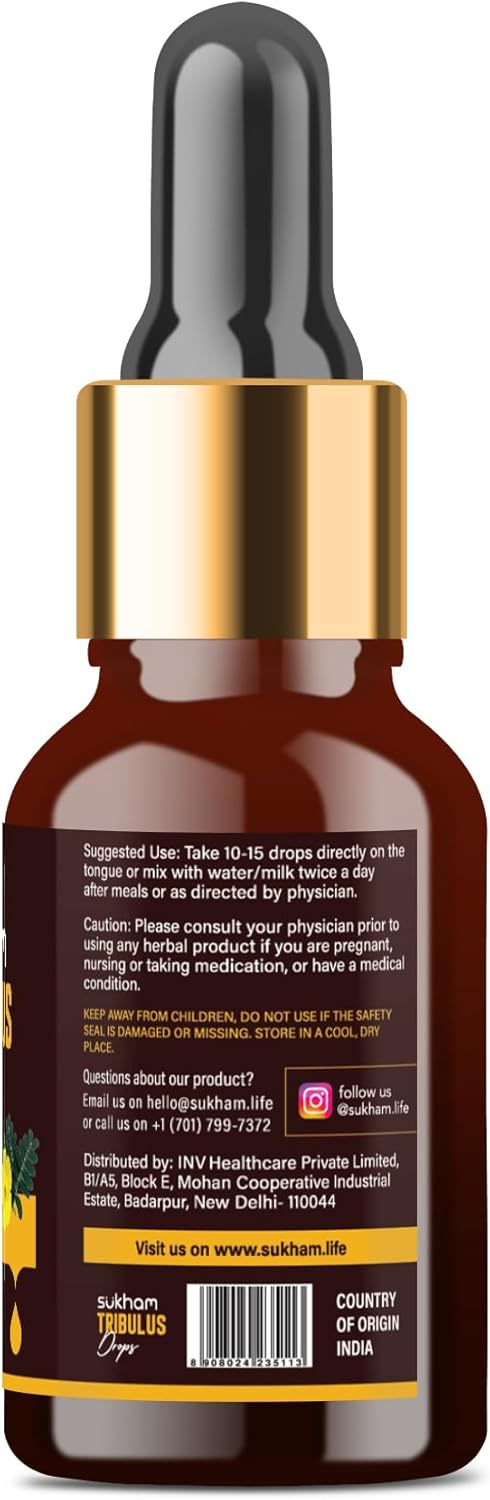 Premium Sukham Tribulus Terrestris Liquid Extract - 3rd Party Tested - Boost Recovery & Performance - Alcohol-Free - 1 FL.OZ