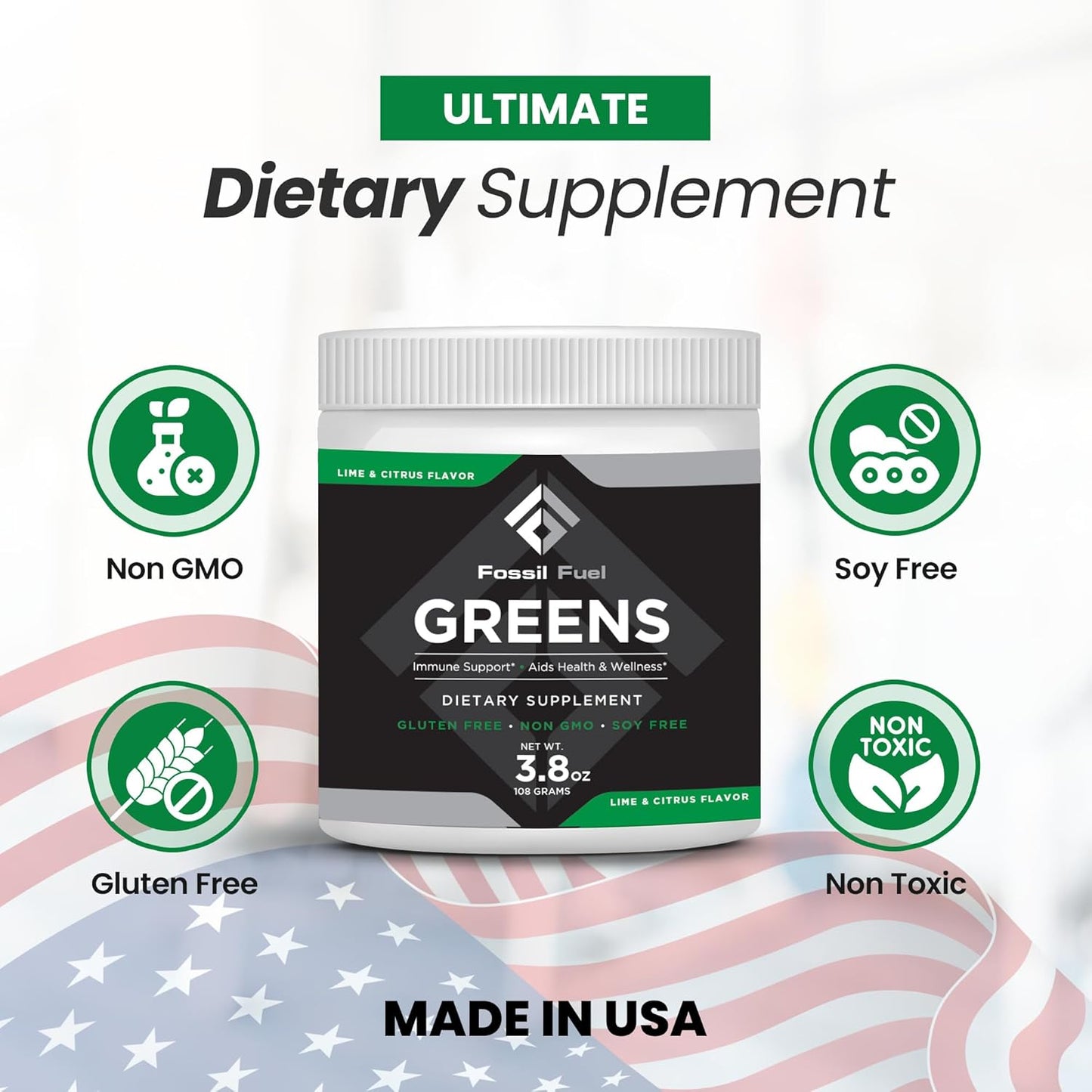 Premium Superfood Fossil Fuel Super Greens Powder - 40+ Organic Nutrients for Energy, Gut Health, and Detox Cleanse - Wheatgrass, Spirulina, Kale - 28 Servings - BoostGo Australia