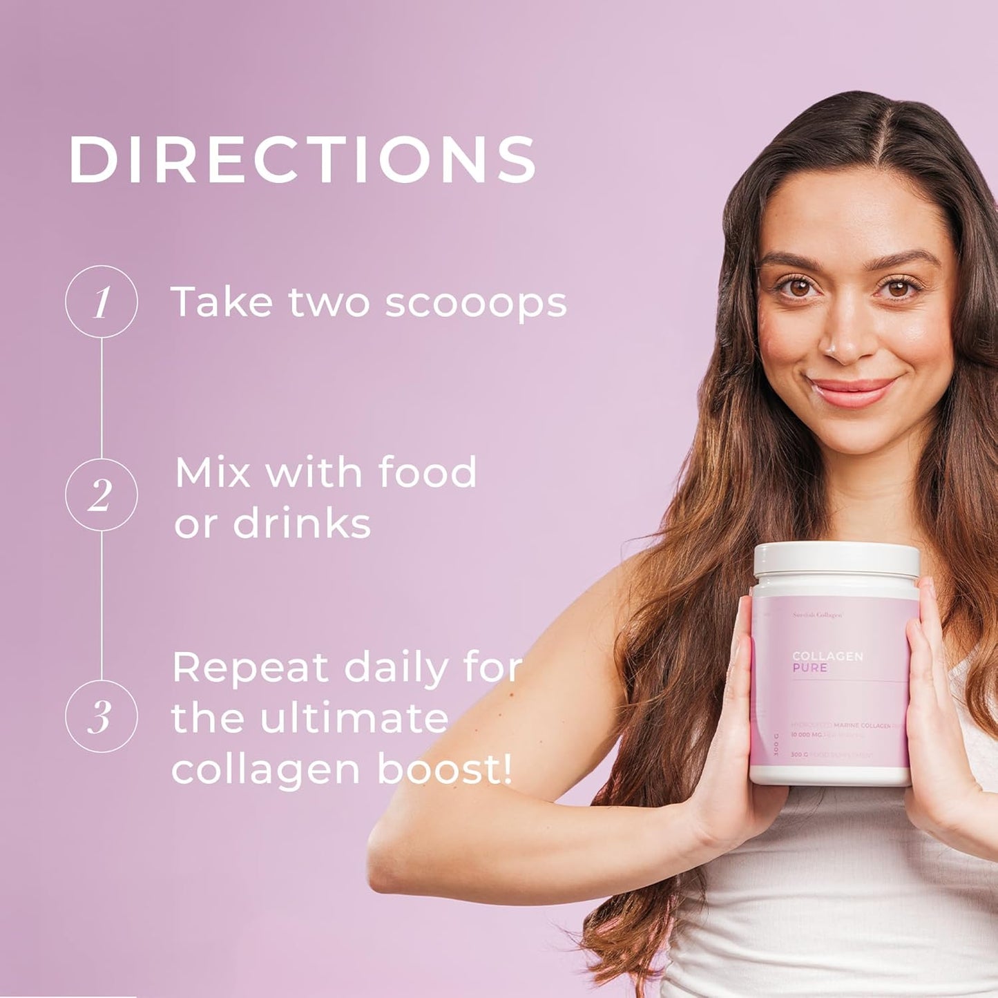 Premium Swedish Collagen Powder Supplement - 10,000 mg Hydrolyzed Marine Collagen - 30 Day Supply for Hair, Skin, Nails & Joints - Pure Peptide Formula - 100% Natural, Gluten Free, Sugar-Free