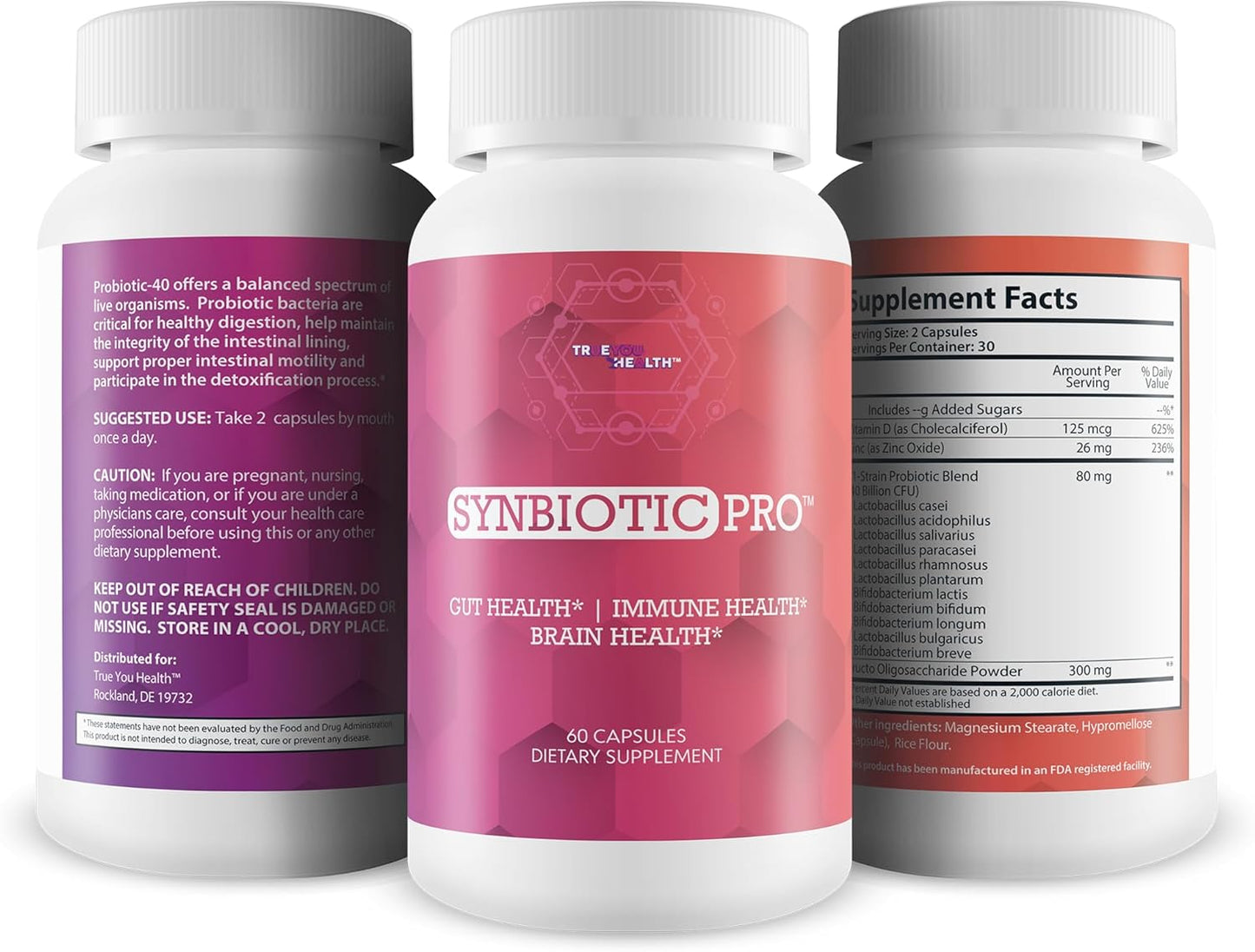 Premium Synbiotic Probiotic & Prebiotic Blend for Gut Health & Immune Support - True You Health Synbiotic Pro