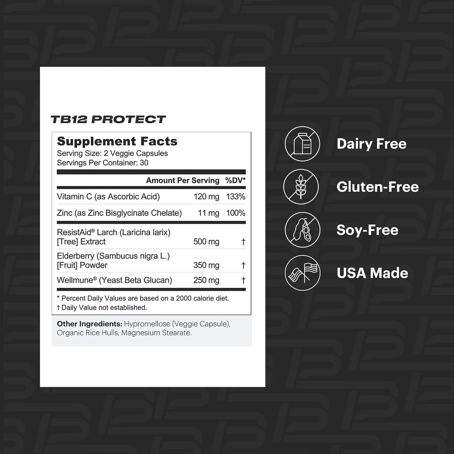 Premium TB12 Protect Immune Support Supplement with Zinc, Vitamin C, and Elderberry - Boost Energy and Immune System with 5 in 1 Formula