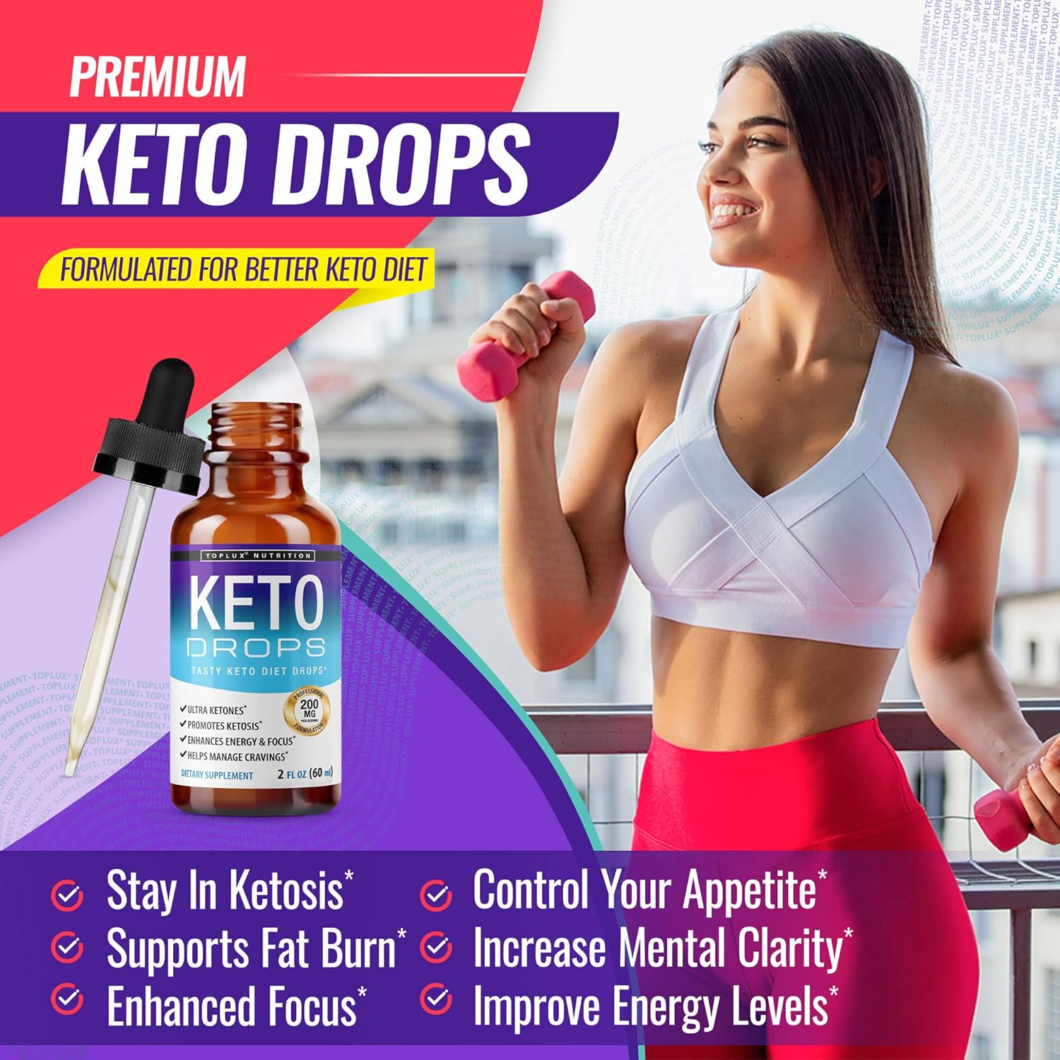 Premium Toplux Keto Diet Drops - Advanced Ketogenic Supplement for Men & Women, Liquid Formula with Garcinia Cambogia for Better Absorption in Supporting Ketosis