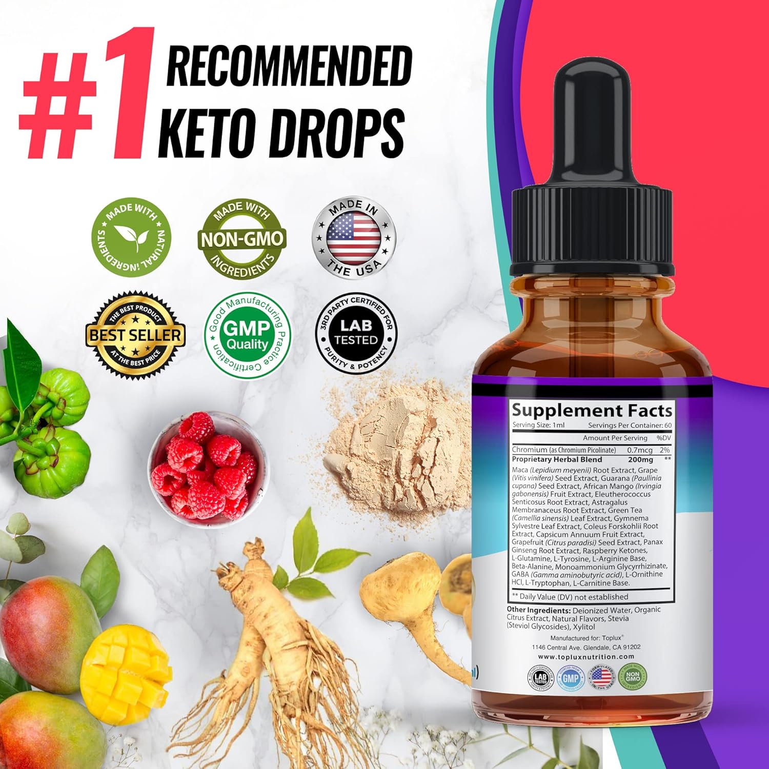Premium Toplux Keto Diet Drops - Advanced Ketogenic Supplement for Men & Women, Liquid Formula with Garcinia Cambogia for Better Absorption in Supporting Ketosis