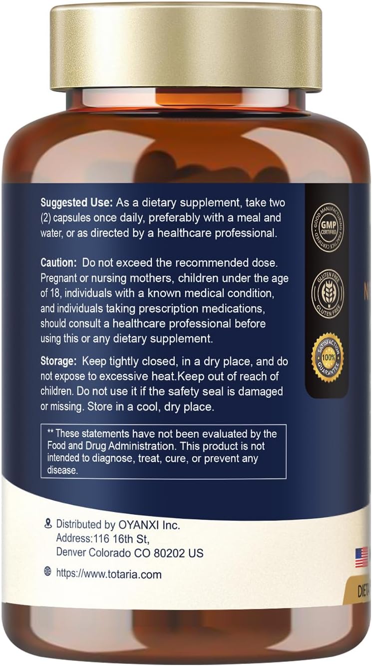 Premium Totaria NMNH Supplement with Flash-Free Niacinamide, Quercetin, and Trans-Resveratrol - 120 Capsules