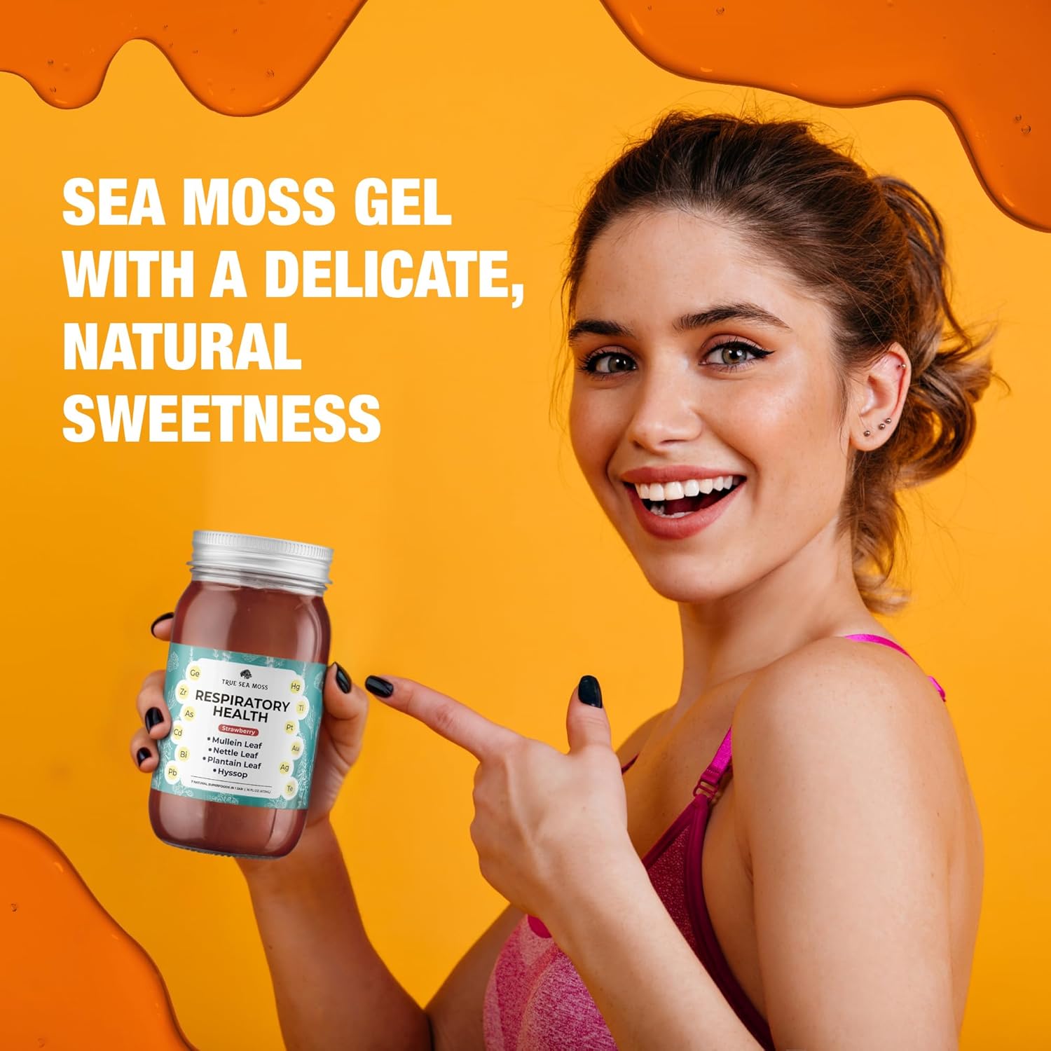 Premium TrueSeaMoss Gel for Respiratory Health - 5+ Fruit Flavors - Vegan-Friendly Supplement with Sea Moss, Potassium, Vitamins, and Minerals - Made in USA - Strawberry Flavor, Pack of 1