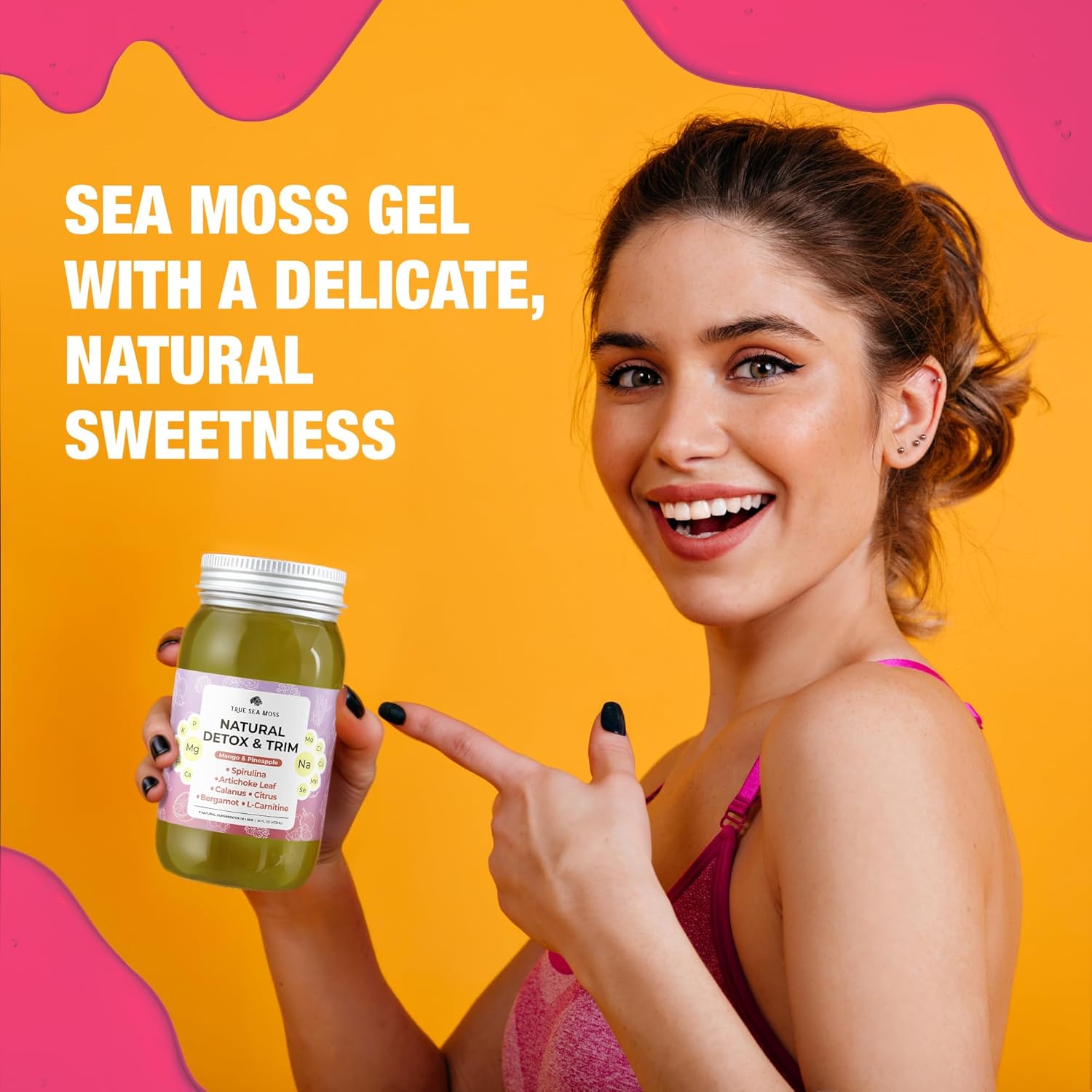 Premium TrueSeaMoss Pro-Line Gel - Natural Detox & Weight Management - 5 Delicious Flavors - Fruit Gel Infused with Sea Moss & Potassium - Vegan Supplement - USA-Made (Mango/Pineapple, 1 Pack)