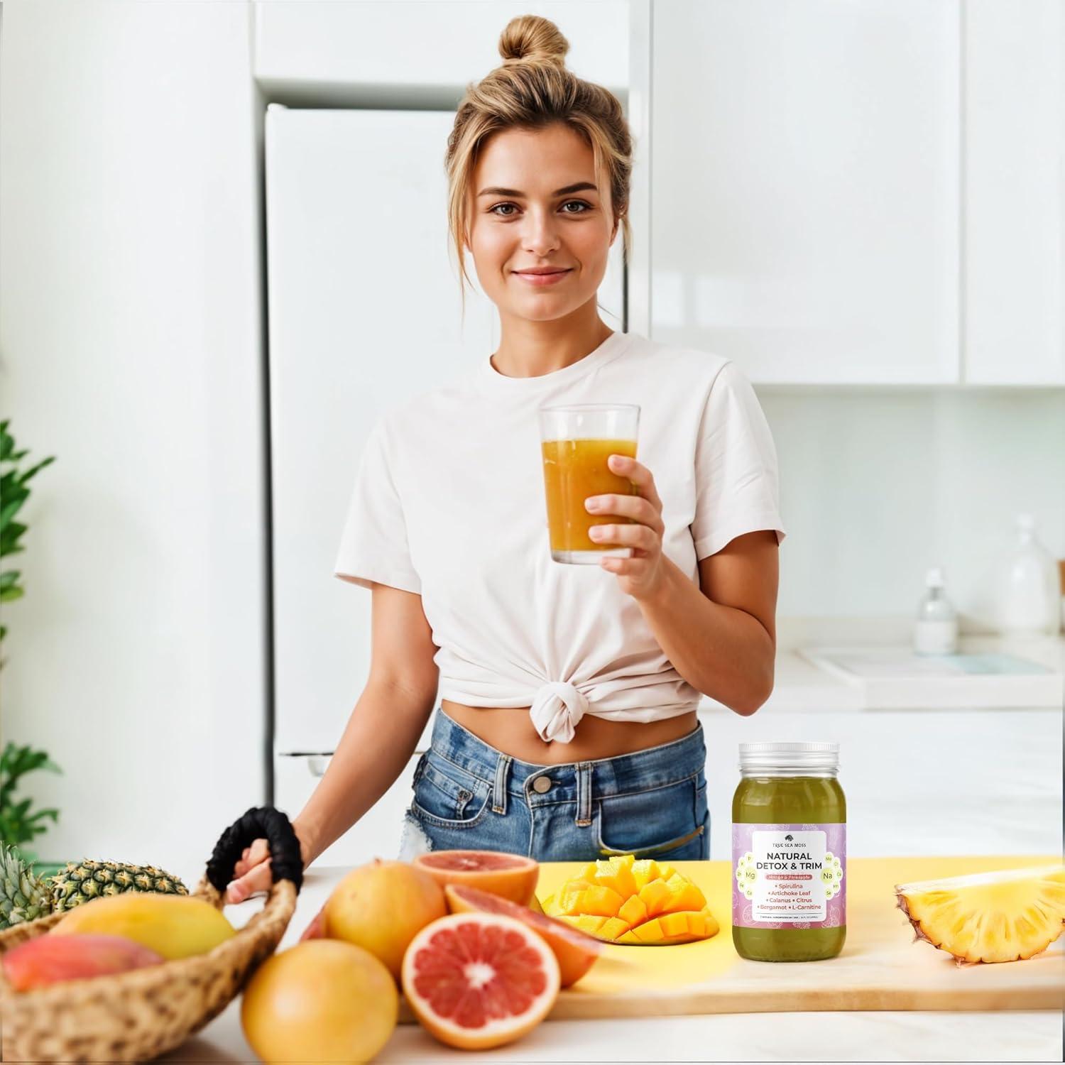 Premium TrueSeaMoss Pro-Line Gel - Natural Detox & Weight Management - 5 Delicious Flavors - Fruit Gel Infused with Sea Moss & Potassium - Vegan Supplement - USA-Made (Mango/Pineapple, 1 Pack)