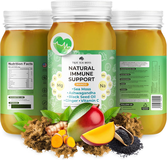 Premium TrueSeaMoss Pro-Line Mango Gel - Immune Support Supplement with Sea Moss & Potassium - Vegan-Friendly - Vitamin & Mineral Rich - Made in USA