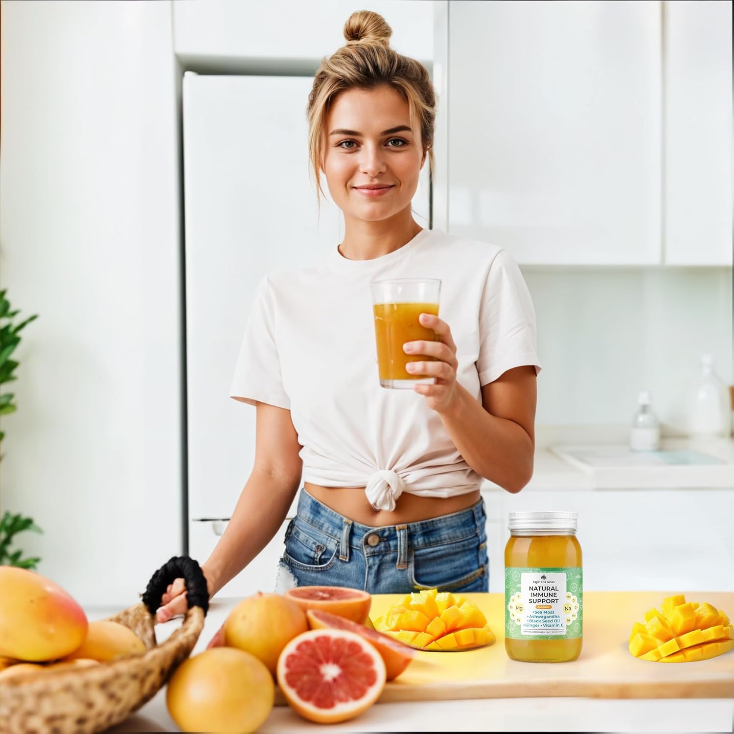 Premium TrueSeaMoss Pro-Line Mango Gel - Immune Support Supplement with Sea Moss & Potassium - Vegan-Friendly - Vitamin & Mineral Rich - Made in USA