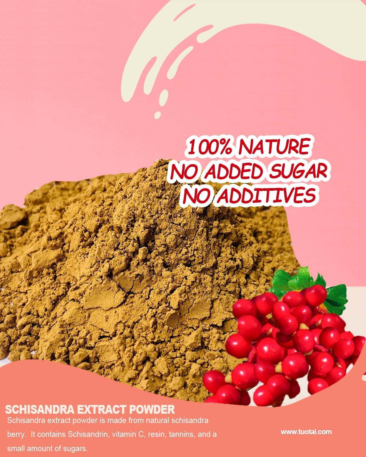 Premium TUOTAI Schisandra Extract Powder 10:1 - 100% Natural, GMO-Free, Additive-Free, Vegan Friendly
