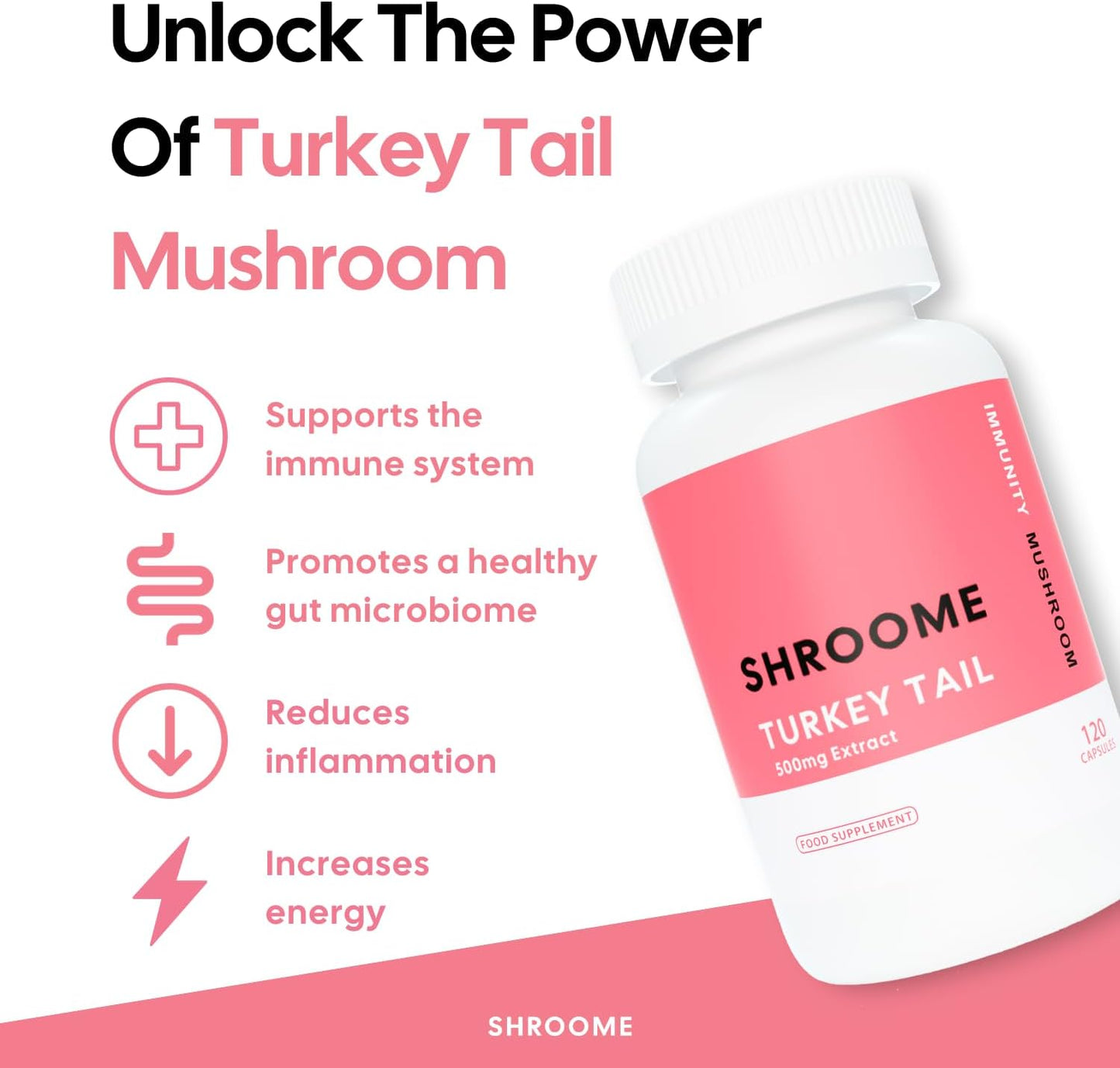 Premium Turkey Tail Mushroom Capsules | 120 Capsules | High Strength Beta Glucans | Vegan Supplement | 100% Fruiting Bodies | No Additives