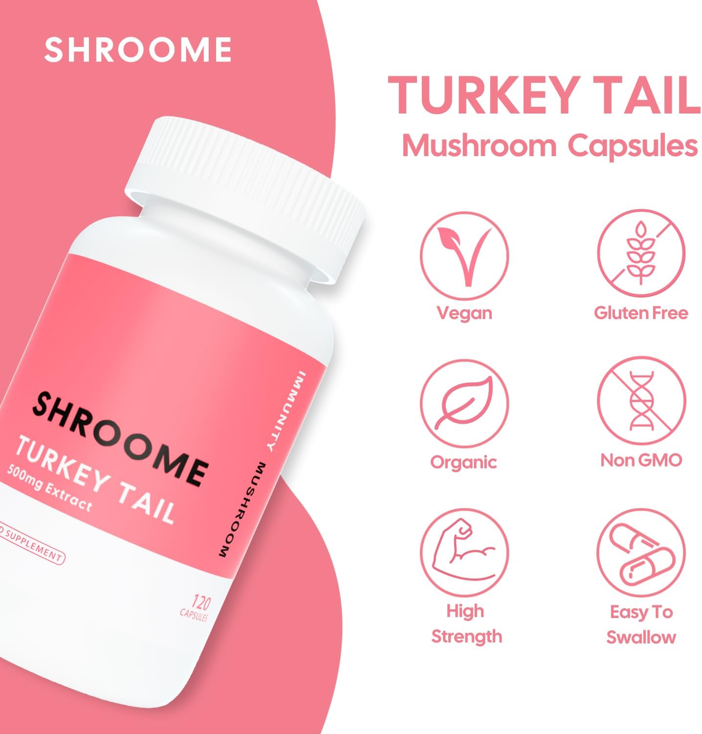 Premium Turkey Tail Mushroom Capsules | 120 Capsules | High Strength Beta Glucans | Vegan Supplement | 100% Fruiting Bodies | No Additives