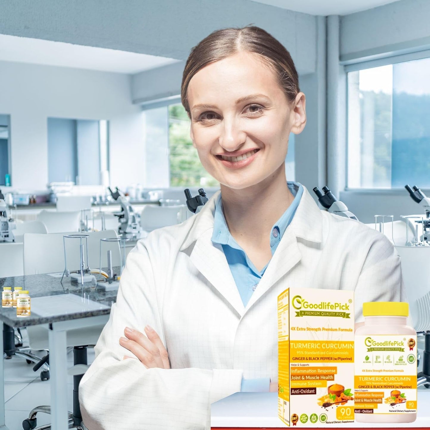 Premium Turmeric Curcumin with Ginger Capsules - Extra Strength Formula with 95% Curcuminoids & Black Pepper - Non-GMO, Gluten-Free - 90 ct