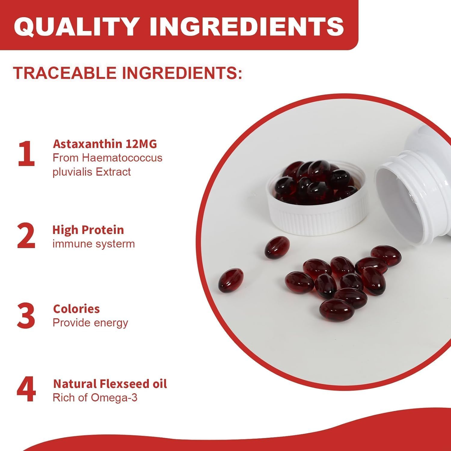 Premium Ubiney Astaxanthin Softgels - 12mg, 120 Servings - Immune, Skin, Eye & Joint Health Support - Non-GMO, Gluten-Free Supplement