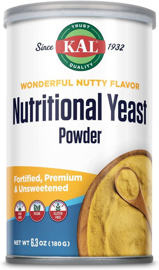Premium Unsweetened Vegan Nutritional Yeast Powder with B6, B12, and Folic Acid - Gluten Free, Non-GMO, 6.3oz - 20 Servings