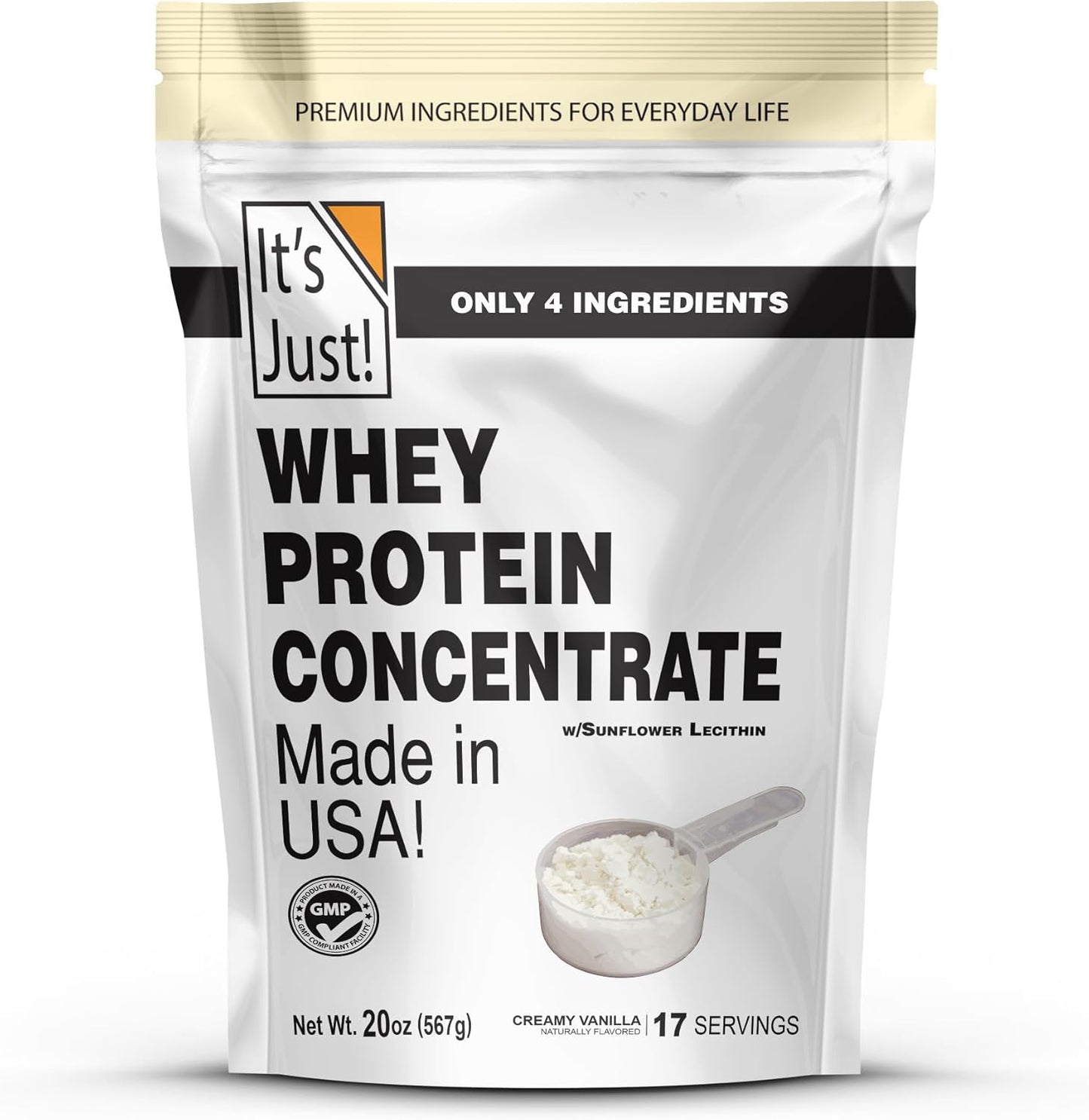 Premium USA-Made 100% Whey Protein Concentrate - Natural Vanilla Flavor (1.25 lb)