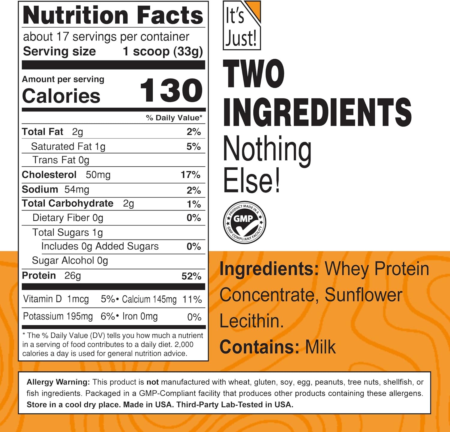 Premium USA-Made 100% Whey Protein Concentrate WPC-80 - Unflavored (2.5 lb) - No Additives